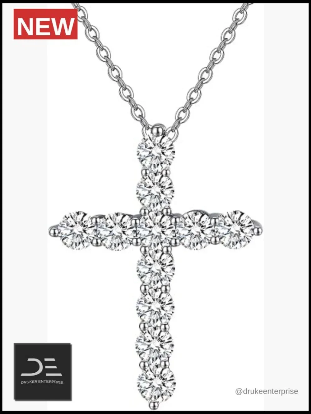 Cross Pendant Necklace Cubic Zirconia Chain Layered Unisex Jewelry